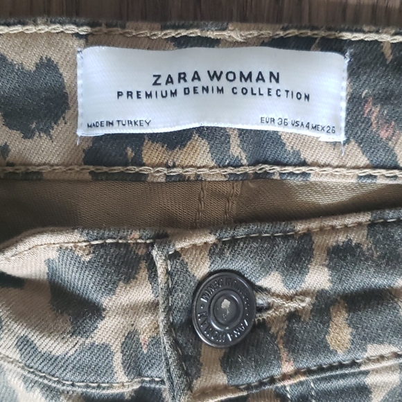 Zara Premium Denim Leopard Print Pants - Picture 4 of 4